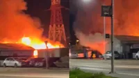 Incendiu puternic lângă București: flăcările au cuprins un spațiu comercial din Domnești