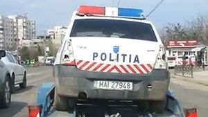 VIDEO "Zici ca au fost la razboi" Conducatorii auto din Iasi au ramas fara cuvinte cand au vazut aceasta masina de politie