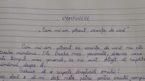 Cea mai tare compunere. Ce a scris un elev despre cum și-a petrecut vacanța de vară