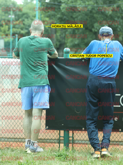 Cei doi buni amici se uită la o partidă de tenis feminin