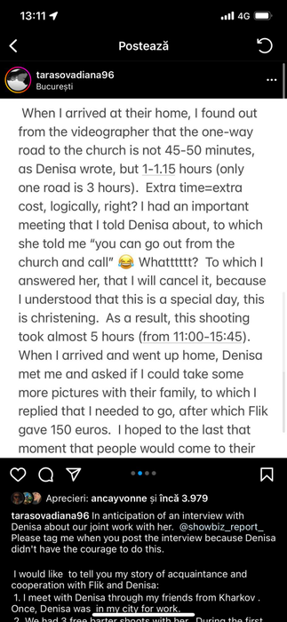 Flick și Denisa Filcea sunt în războiul cu fotograful de la botezul fiicei lor / (foto: Instagram)