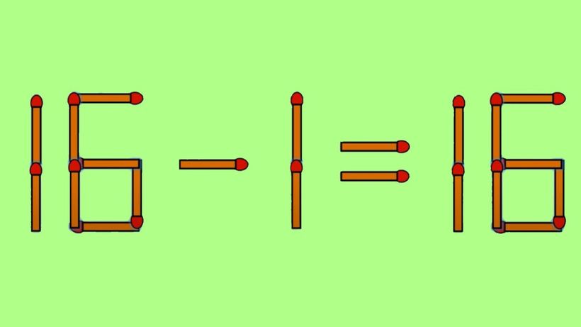 Test IQ exclusiv pentru genii | Corectați 16 – 1 = 16, mutând un singur chibrit