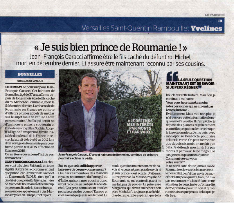 Jean-François Caracci dorește să fie recunoscut ca moștenitor al Regelui Mihai I