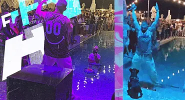 Ce face ”Cheluțu” în timpul concertelor lui Dorian Popa + cine are grijă de el! Artistul a făcut show, iar un fan a intrat până la gât în piscină, pentru a-l filma