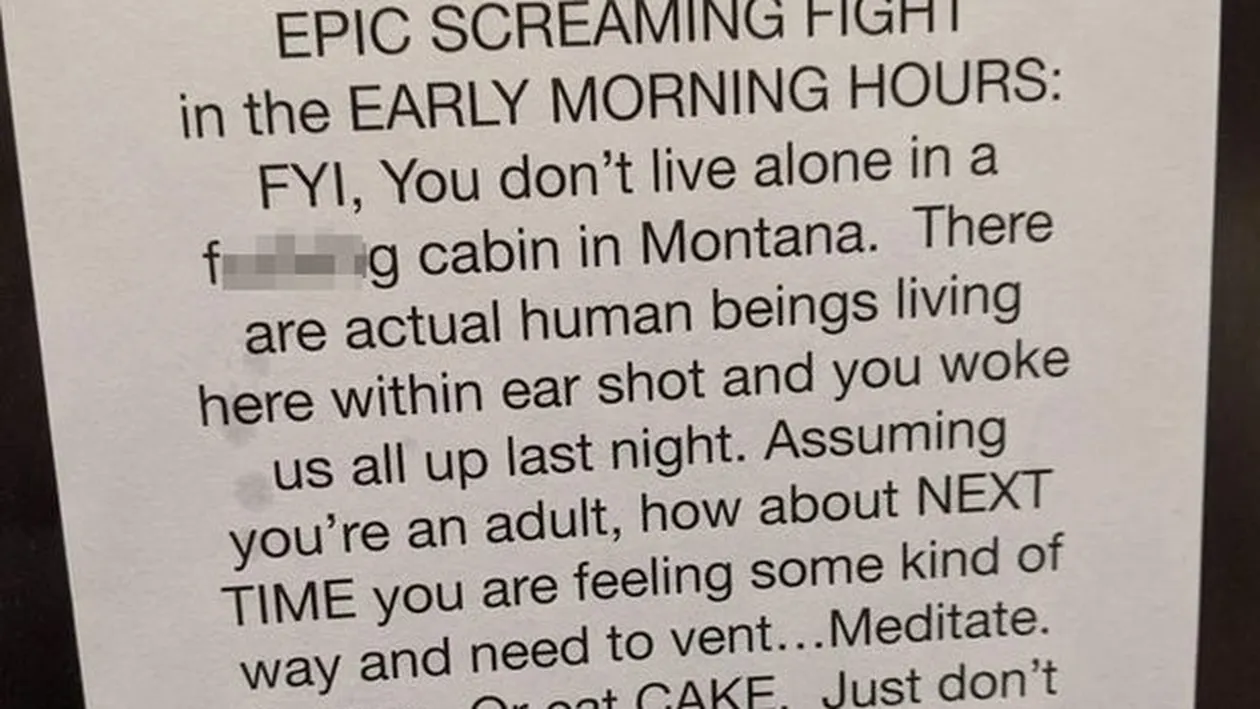 Din seria viața la bloc. Mesajul amenințător pe care doi tineri l-au primit. Cearta din mijlocul nopții nu a fost apreciată de vecini