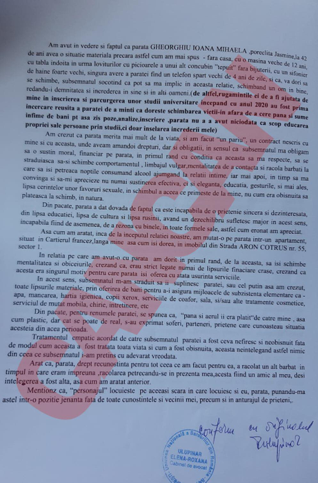 Cererea de chemare  în judecată a fostei dansatoare