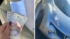 "Îmi pare rău, n-am vrut". Ce bilețel și câți lei a găsit, pe capota mașinii, o șoferiță din Iași