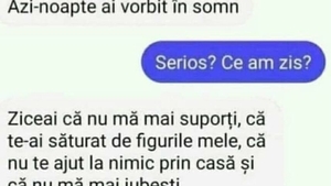BANC | Soțul către soție: „Azi-noapte ai vorbit în somn”