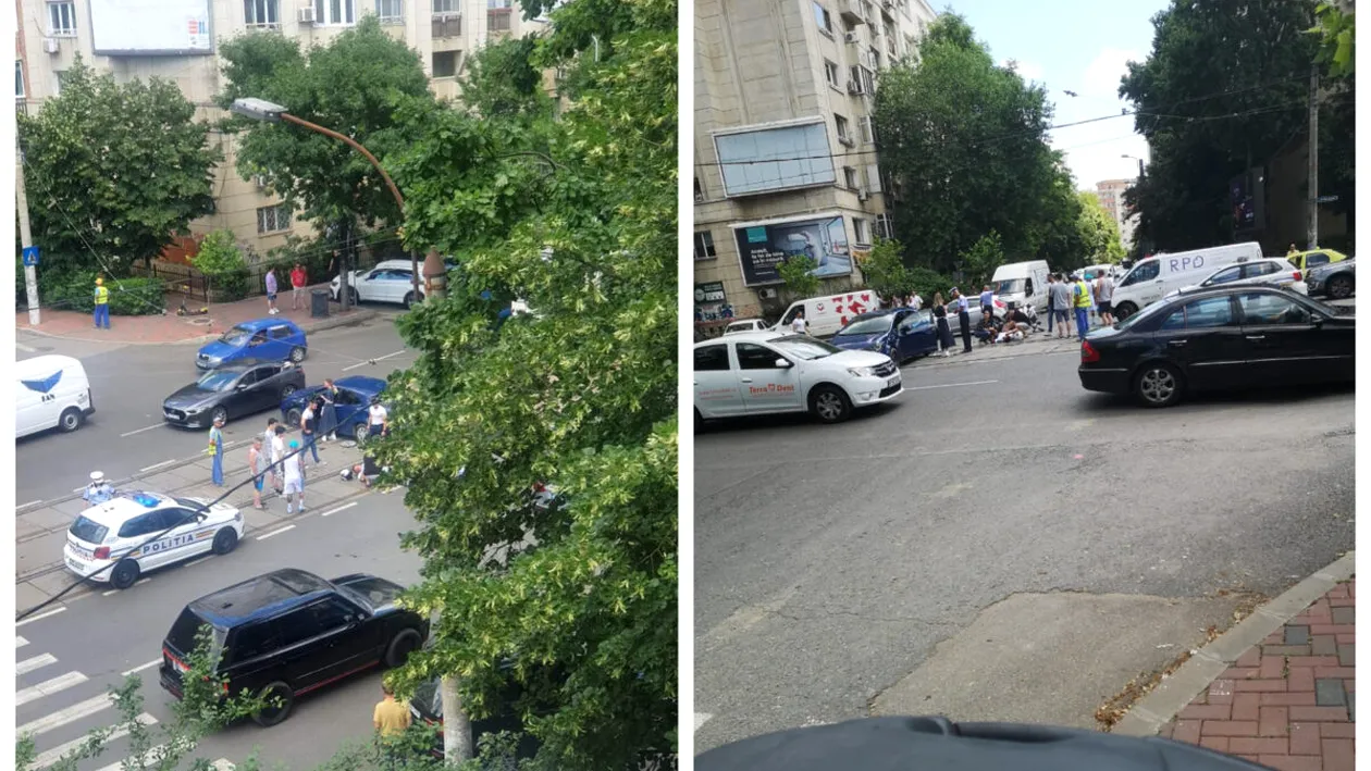 Polițist aflat pe motocicletă, lovit de mașină pe o stradă din București