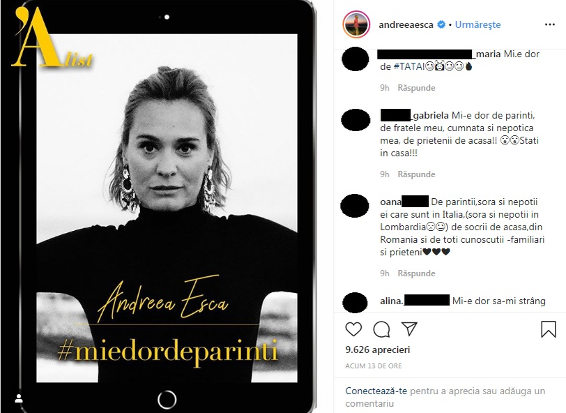 Andreea Esca, mesaj sfâşietor despre părinţii săi! Ce s-a întâmplat cu ei în timpul crizei de coronavirus