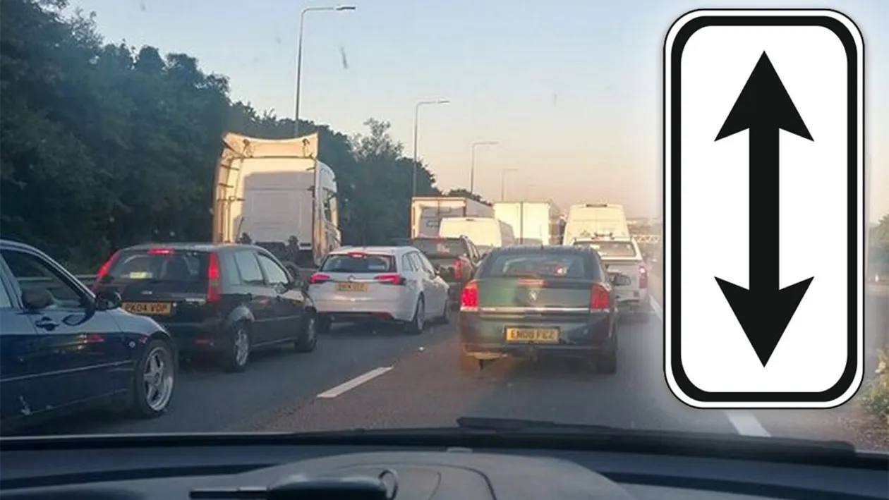 Ce înseamnă indicatorul de circulație din imagine. Ce indică, de fapt, săgeata neagră cu două vârfuri