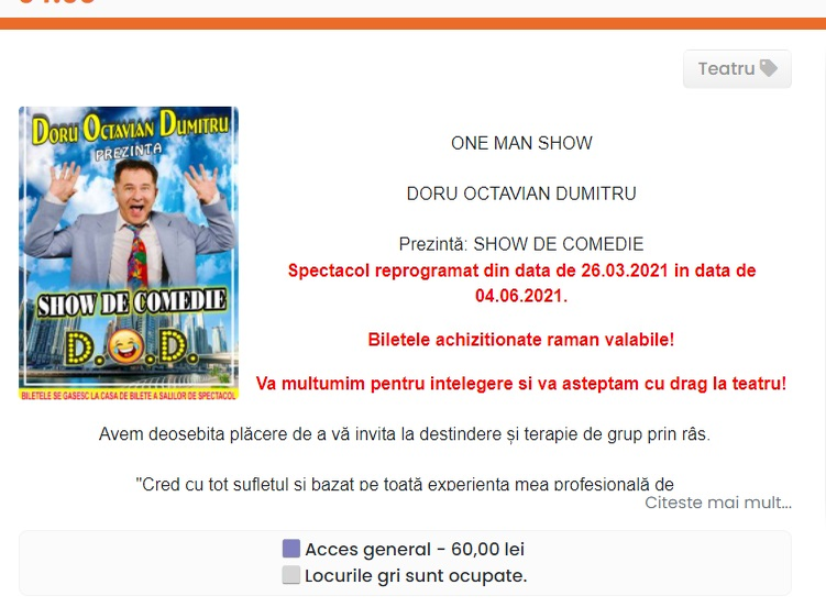 Unul dintre spectacolele reprogramate ale lui D.O.D.