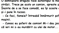 BANC | O domnișoară drăguță face autostopul la marginea străzii....