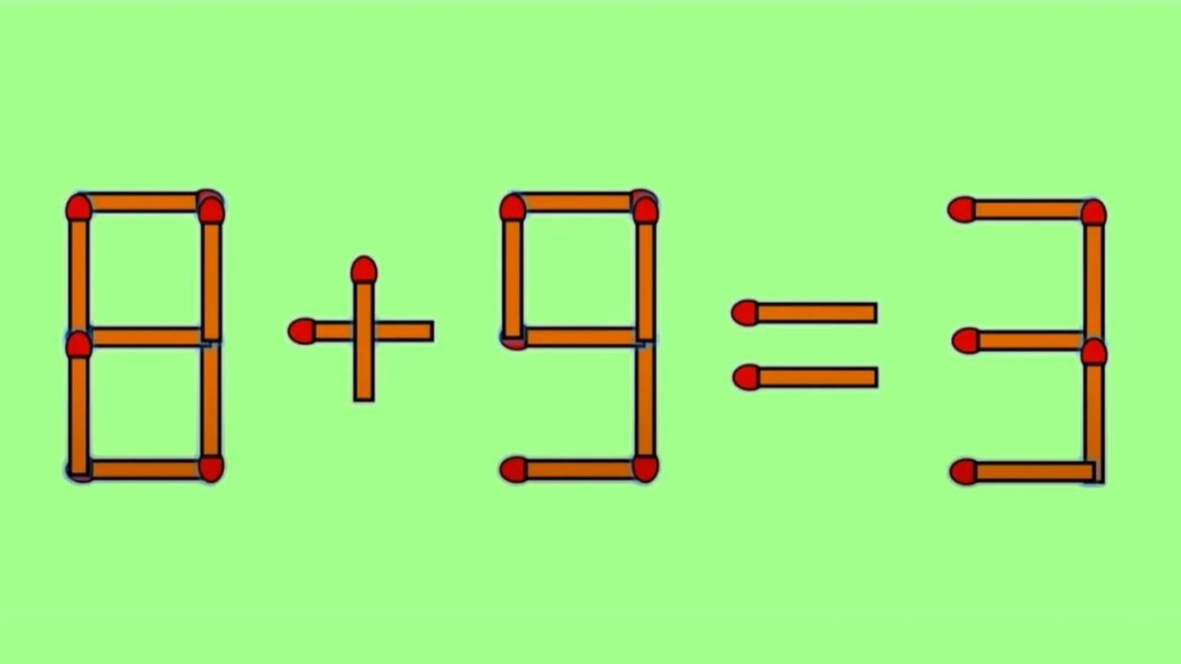 Test IQ | Ecuația 8+9=3 poate fi rezolvată dacă muți un singur băț. Ai găsit rezolvarea?