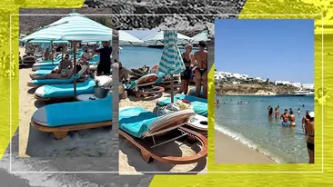 Turiștii nu se uită la bani în Mykonos. Două sute de euro șezlongul și plaja e plină