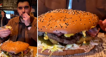 Acest client a încercat celebrul burger de 2 kilograme din Brașov. Câți lei a plătit