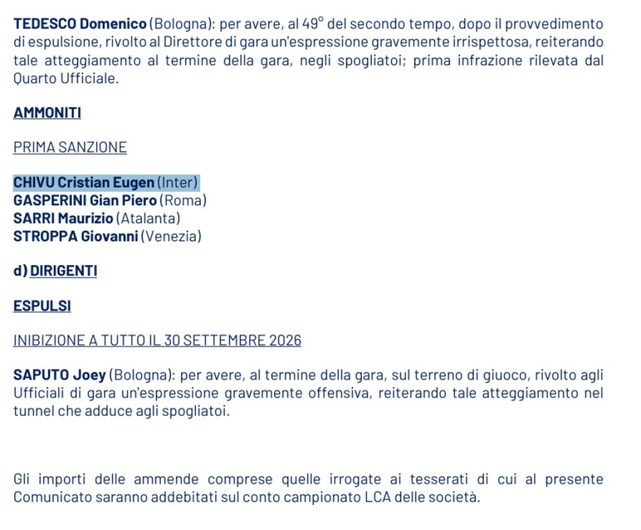 Cristi Chivu, „taxat” de Judecătorul Sportiv din Italia după Inter-Napoli, 3-2. Ce scrie în comunicatul oficial