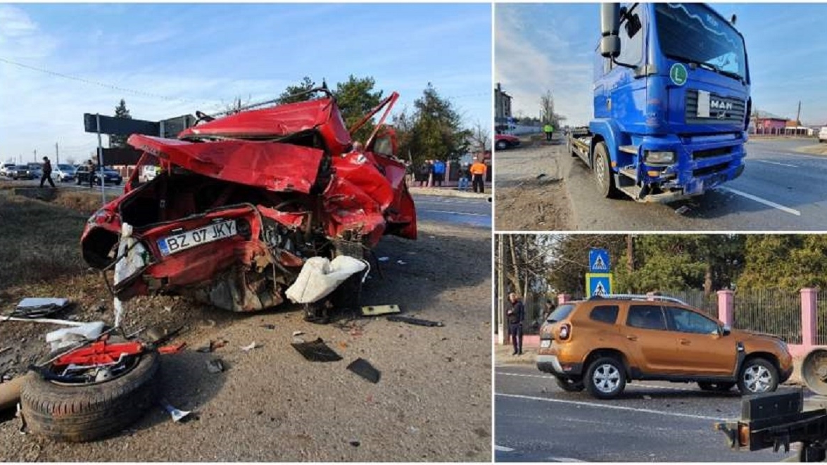 Dacie făcută praf pe una dintre cele mai periculoase șosele din țară! Trei mașini au fost implicate în accident