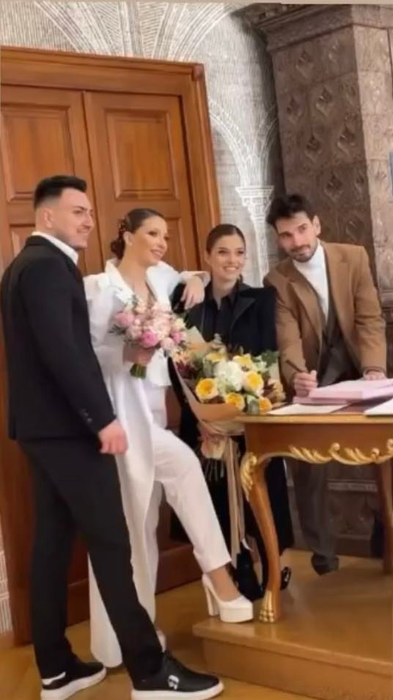 Theo Rose și Anghel Damian au fost martori la cununia civila dintre Denisa Trofin și Cosmin Nistor/ Sursă foto: Instagram