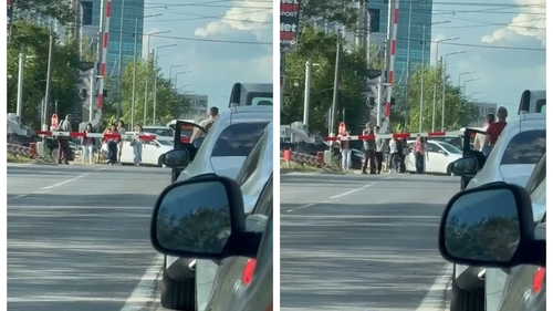 Bariera din Pipera s-a blocat și a paralizat traficul! Pietonii au ridicat-o cu mâna ca să poată trece