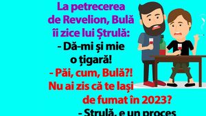 BANC | La petrecerea de Revelion, Bulă îi zice lui Ștrulă: "Dă-mi și mie o țigară!"
