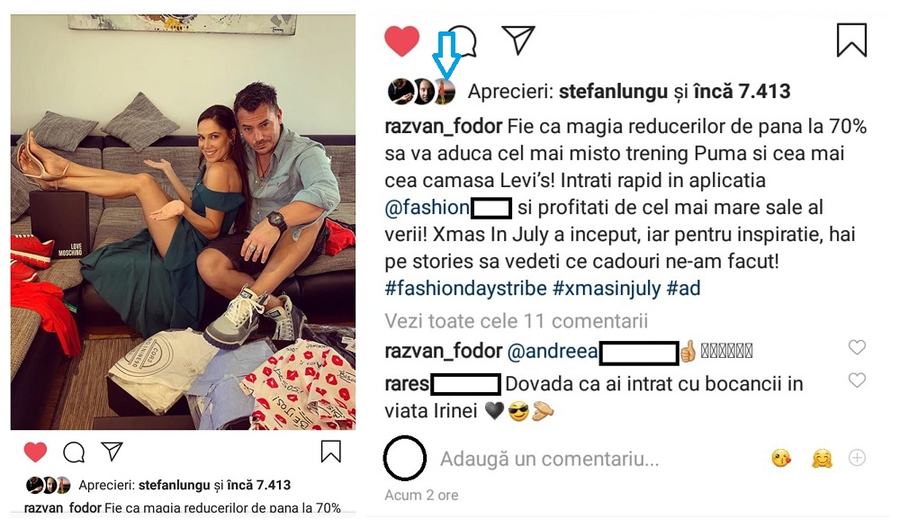 Internată la Monza, unde se află și soțul ei, Andreea Esca a fost activă azi pe Instagram și a apreciat o poză publicată de Răzvan Fodor