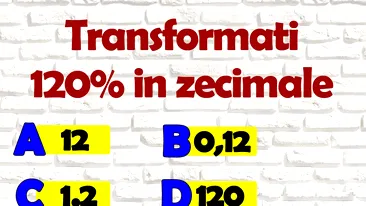 Test de inteligență | Cum se poate scrie 120% în zecimale?