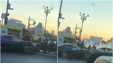VIDEO | Accident rutier în zona Piața Unirii din Capitală. Desfășurare de forțe a autorităților