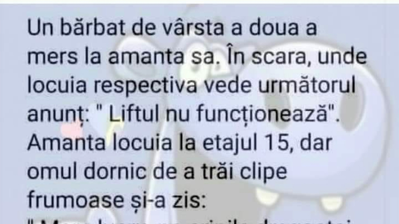 BANCUL ZILEI | Bărbatul de vârsta a doua și amanta de la etajul 15