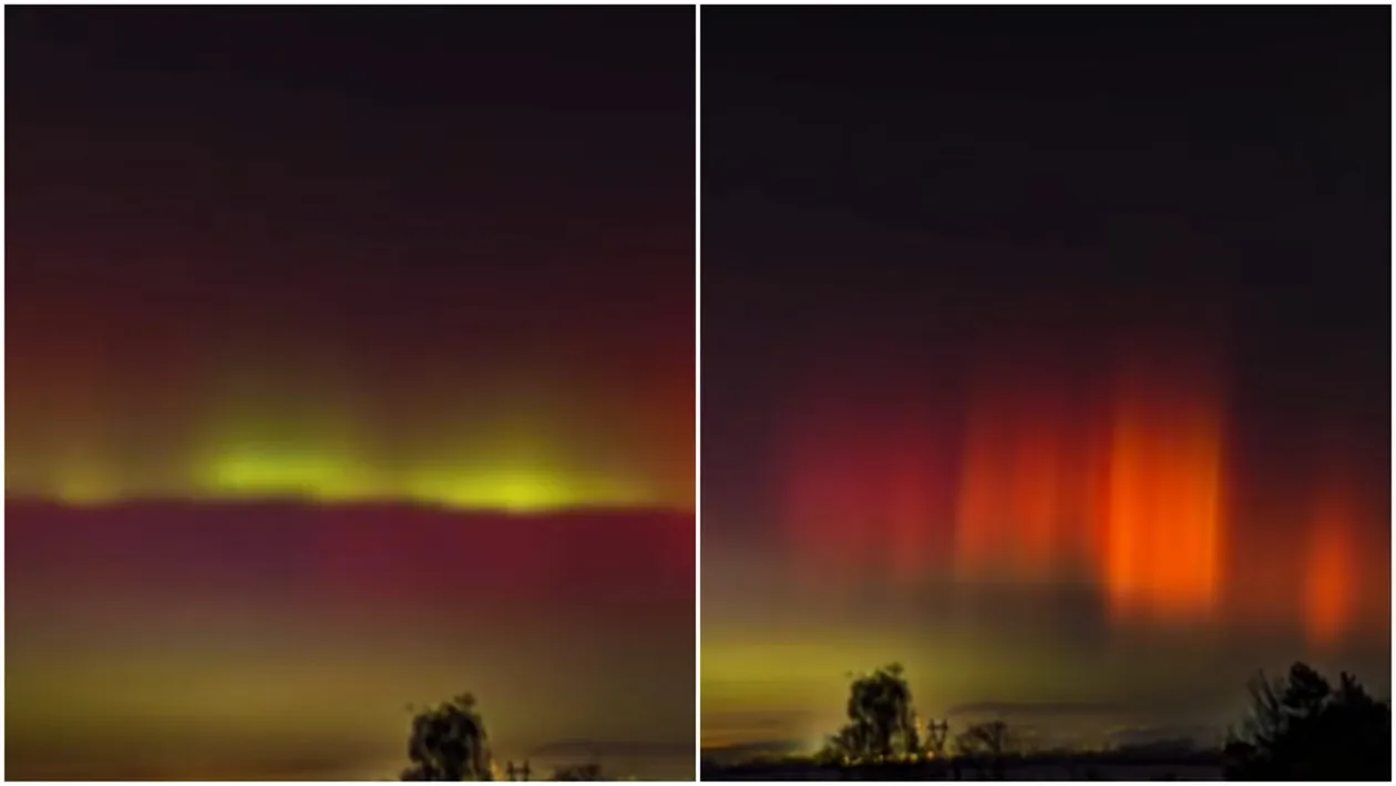Aurora Boreală, vizibilă din România! Imagini spectaculoase surprinse în Mureș. Jocul de lumini i-a uimit pe localnici