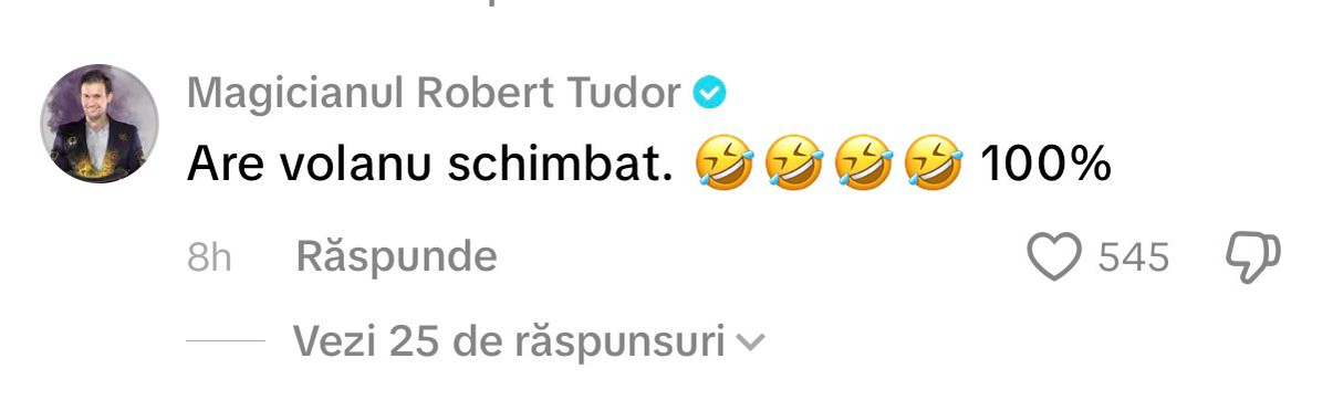 Acesta este comentariul lăsat de robert tudor la postarea despre divorțul dintre Valentin Sanfira si Codruța Filip- sursa- social media