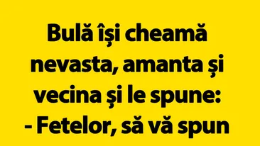 BANC | Bulă își cheamă nevasta, amanta și vecina