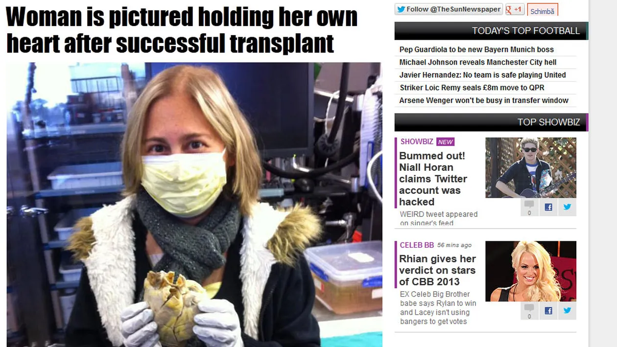 Imagine incredibilă! O femeie îşi ţine în mână propria inimă! Vezi cum e posibil!