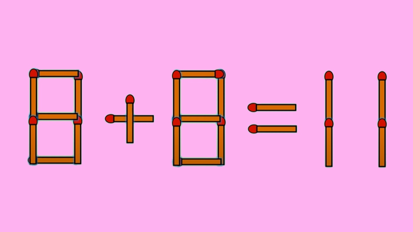 Test de inteligență | Mutați un singur chibrit, pentru a corecta 8 + 8 = 11