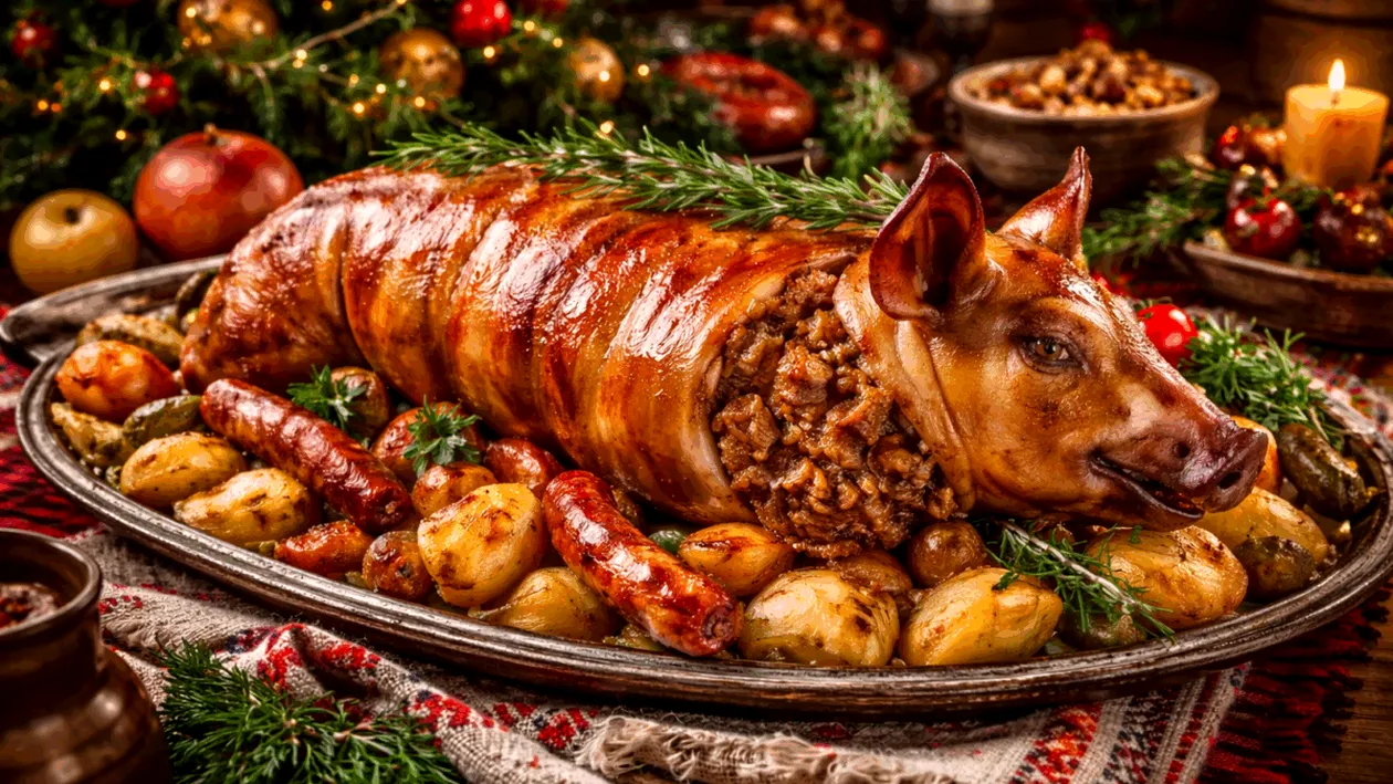 Rețeta de purcel umplut a lui Radu Anton Roman. Mirosul îți încălzește sufletul!