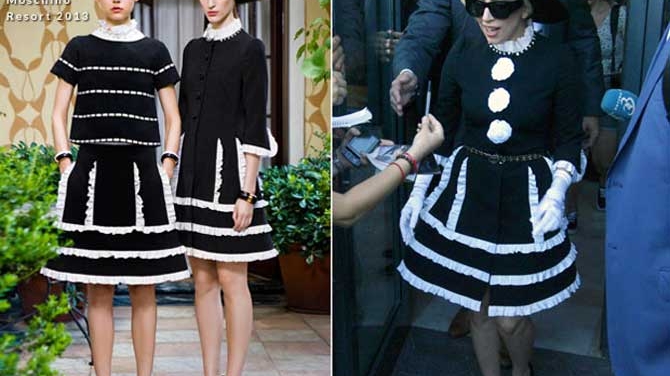 Lady Gaga a purtat la Bucuresti o tinuta care va fi lansata anul viitor! Uite cum a modificat rochia Moschino din colectia 2013
