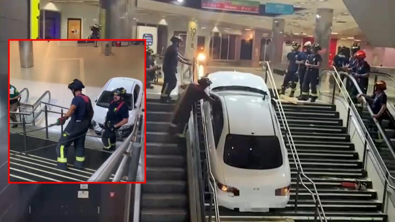 De-a râsu’-plânsu’! Un hoț a furat un autoturism și a rămas „înfipt” cu el în treptele de la metrou, după ce a fost urmărit de poliție