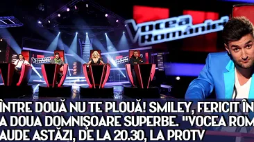 Intre doua nu te ploua! Smiley, fericit in compania a doua domnisoare superbe. Vocea Romaniei se aude azi, la 20.30, la Pro TV