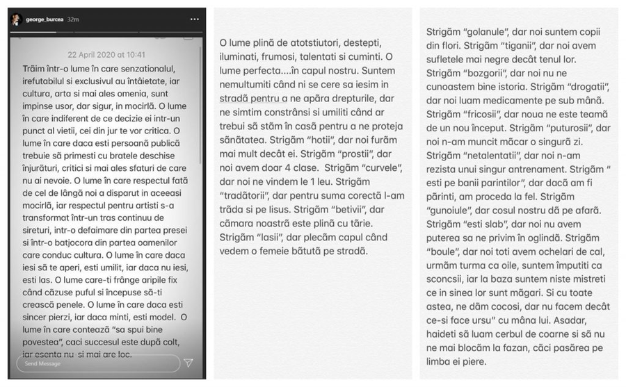 George Burcea, mesaj tranșant după scandalul cu Andreea Bălan de Paște © Instagram Stories