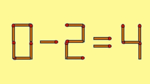 Test IQ cu chibrituri | Mutați un singur băț, pentru a corecta 0 - 2 = 4