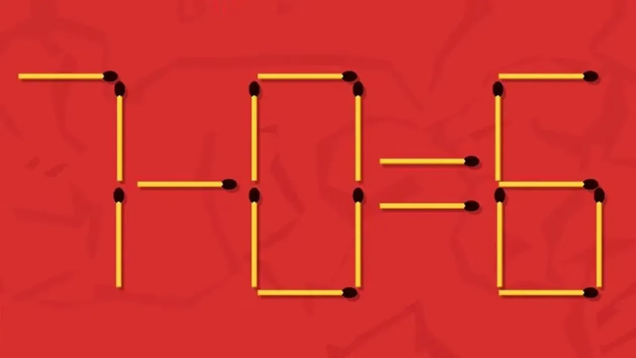 Test IQ | Pare simplu, dar nu e chiar așa! Mută 3 bețe pentru a corecta 7 - 0 = 6