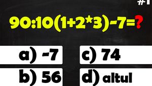 Testul IQ la care doar geniile răspund corect la cel puțin 8 din cele 10 întrebări | Prima: Cât face 90:10(1+2*3)-7?