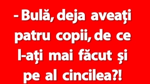 BANC | "Bulă, deja aveați patru copii de ce l-ați mai făcut și pe al cincilea?!"