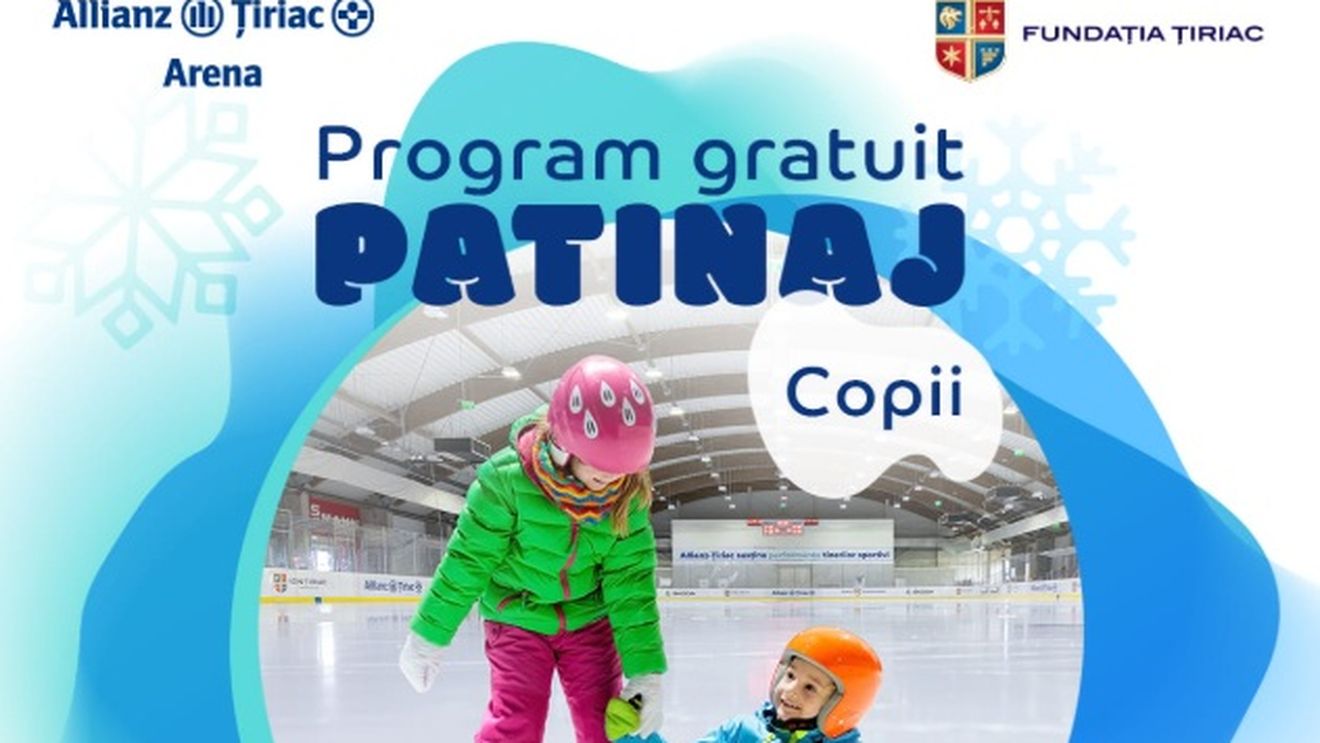 Comunicat de presă. Fundația Țiriac lansează cea de-a 9 ediție a programului gratuit de inițiere în patinaj pentru copii „Primii pași pe gheață”