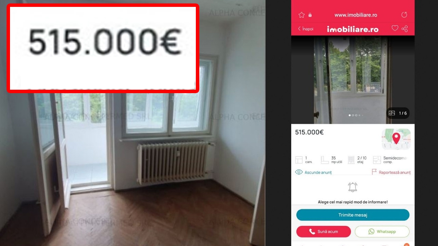 Orașul din România în care o garsonieră a fost scoasă la vânzare cu 515.000 de euro. Ce s-a întâmplat, de fapt