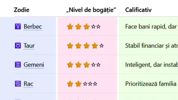 Tabel zodii. Cât de bogat ești (sau vei fi), în funcție de zodia ta. Cine sunt cei mai săraci nativi și care sunt milionarii horoscopului
