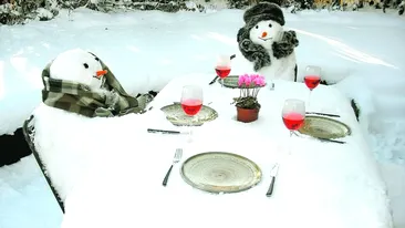 Masa festiva pentru oameni de zapada