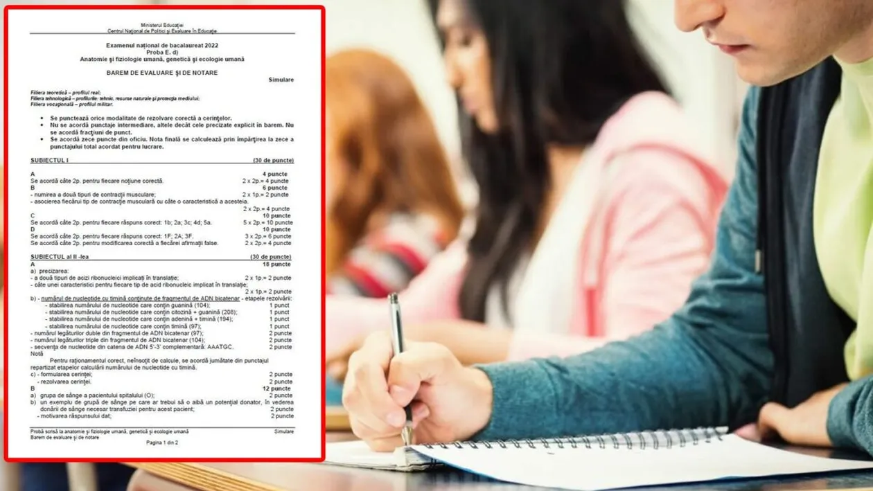 Bacalaureat 2022 | Subiectele și baremul la biologie, proba la alegere de la BAC, de miercuri, 22 iunie