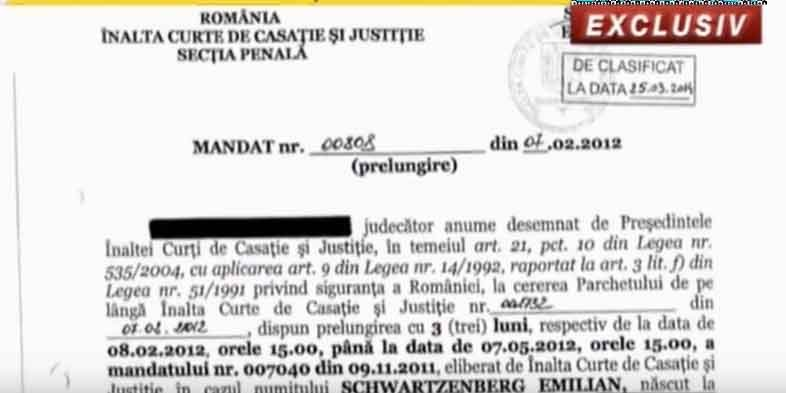 Mandatul de interceptare pe numele lui Elan Schwartzenberg