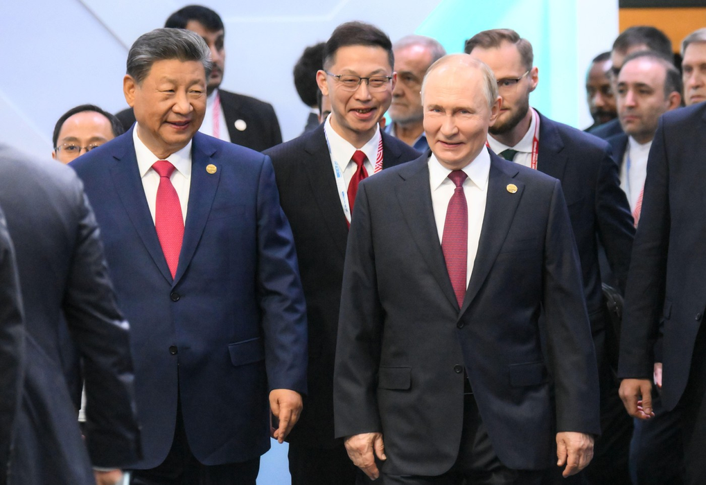Președintele chinez Xi Jinping și președintele rus Vladimir Putin în timpul summitului BRICS din Kazan, Rusia, joi, 24 octombrie 2024. Foto: Profimedia